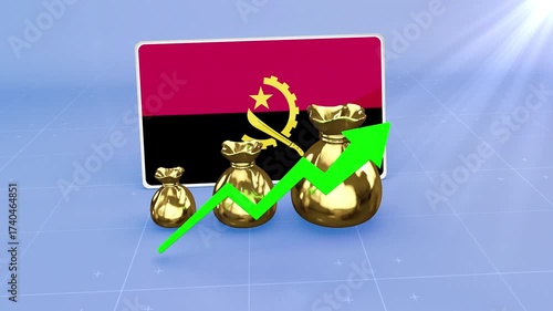 Angola Reserves Growth Economic Data Graph Infographics and Rising Green Arrow 
