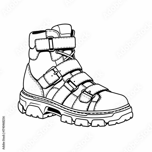 Buckled Strap Combat Boot