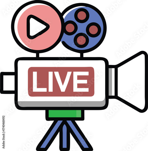 A retro style camera with LIVE word