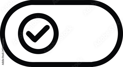 A simple and clean toggle switch icon with a check mark. It represents an on or enabled state