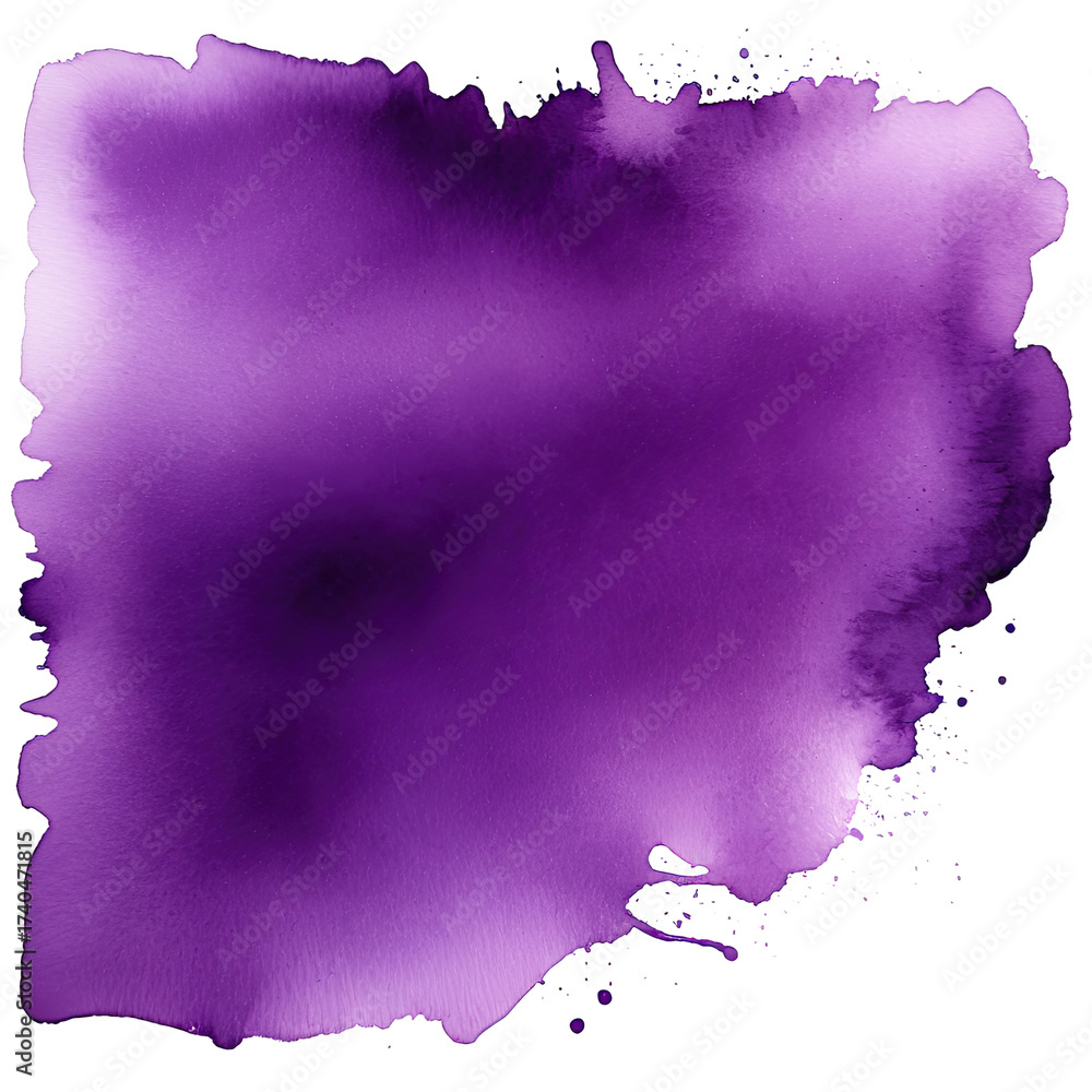 Obraz premium Watercolor wash, deep purple hue, irregular shape, abstract background