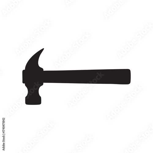 Simple silhouette of a claw hammer tool for construction and diy projects clean cut design vector