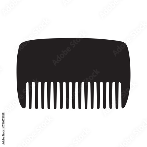 Sleek black comb silhouette for hair styling and grooming accessories concepts vector