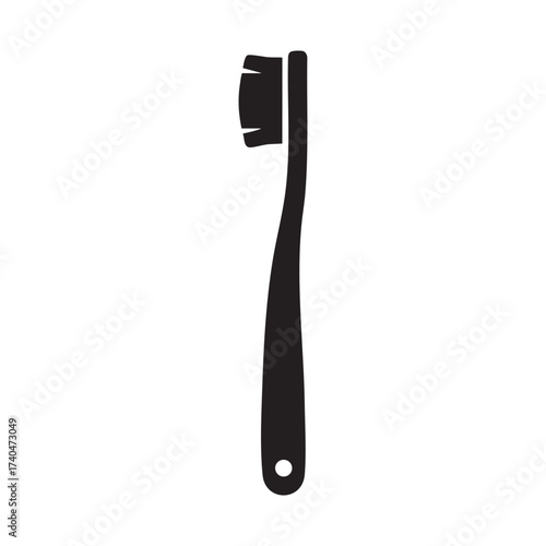 Artistic black silhouette of a toothbrush with bristles ready for cleaning and dental care vector