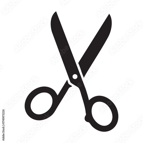 Canvastavla Simple silhouette of open scissors isolated on for cutting and crafting design e
