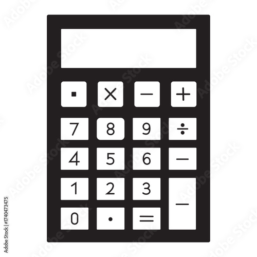 Modern digital calculator with large display and standard number pad for business and education vector