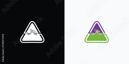 veterinary clinic logo featuring a stylized dog, cat and pulse line