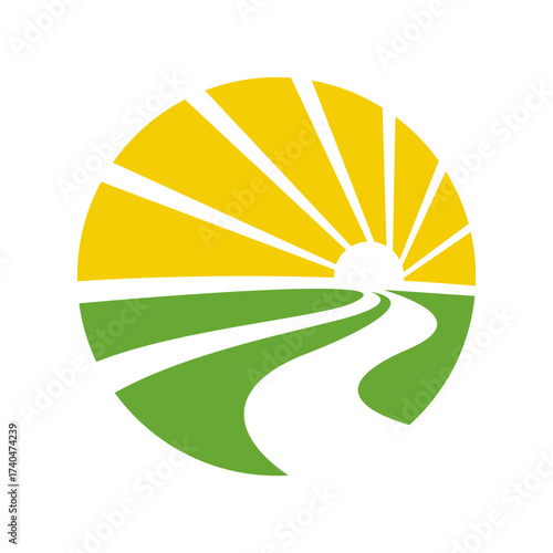 pathway sun logo images vector template