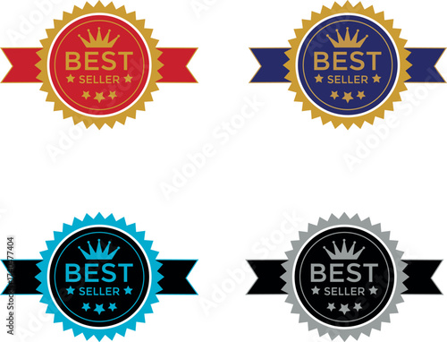 Best seller badge. Flat vector illustration of a best seller sign label. Bestseller badge logo design isolated Stamp, Seal Banner Vector Template Illustration Design. 