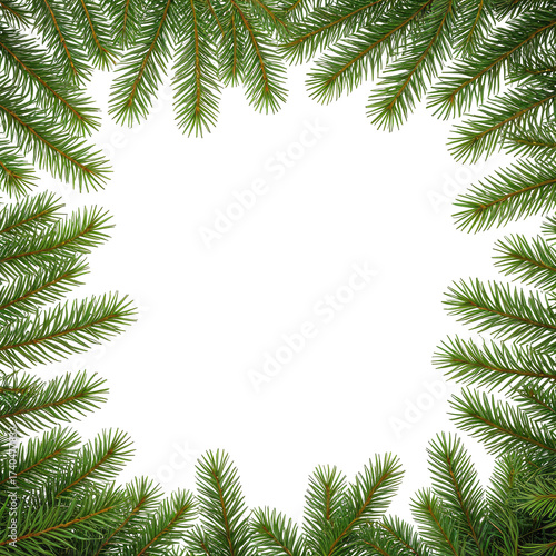 Festive evergreen border with a dark empty center