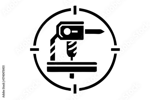 Milling machine icon in target crosshair sign