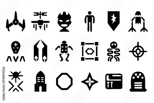 Scifi game icons set for user interface design