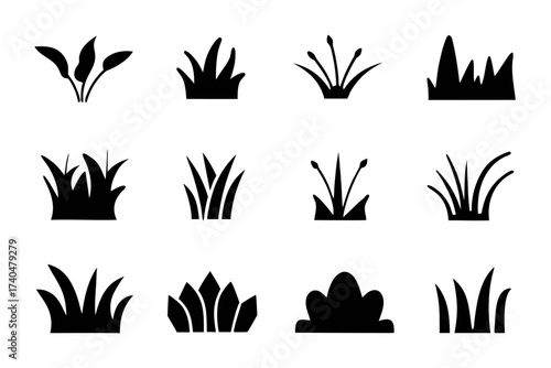 Set of grass tuft vector icons for design