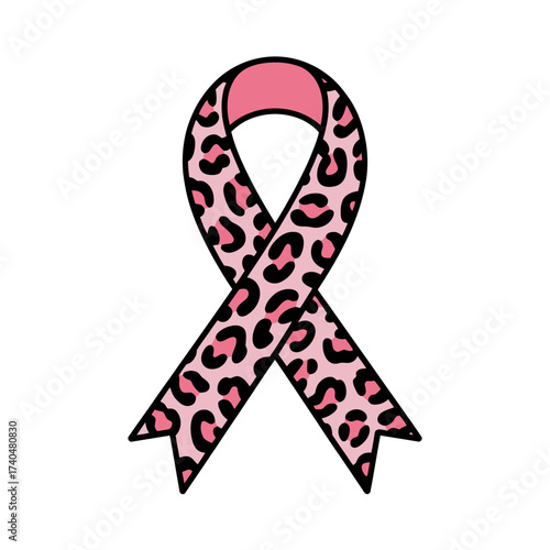 Stylish pink leopard print ribbon symbolizing breast cancer awareness and essential support