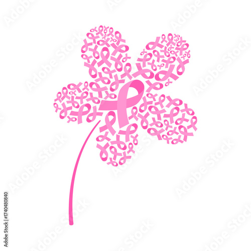 Stylized pink ribbon flower graphic symbolizing global breast health awareness and unwavering support