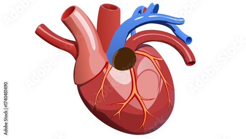 	
Vector illustration highlighting human coronary arteries, cardiovascular concept