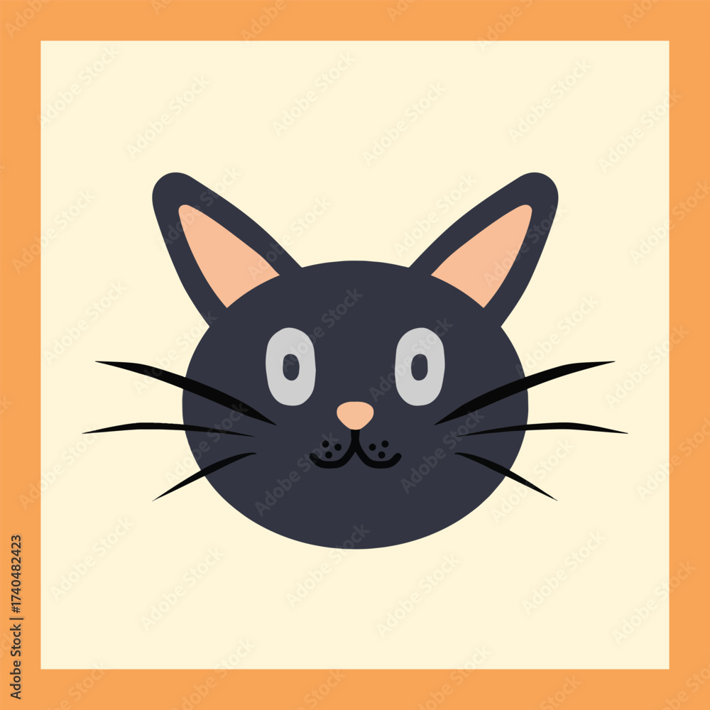 Fototapeta premium A mysterious black cat face staring in the dark.