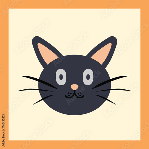 A mysterious black cat face staring in the dark.