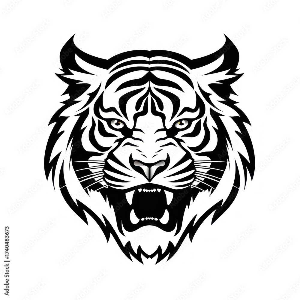 Obraz premium Tiger logo mammal white.