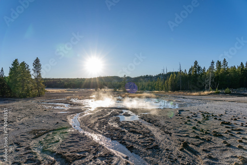Back Basin at Norris Geyser Basin. Yellowstone National Park , Wyoming. Hydrothermal System.