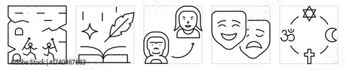 Anthropology-related icons set. Vector editable stroke.