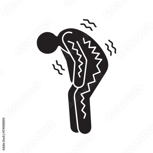 Shaking Stick Figure Icon, Trembling Person Symbolizing Sickness, Weakness, Fear, and Dizziness.

