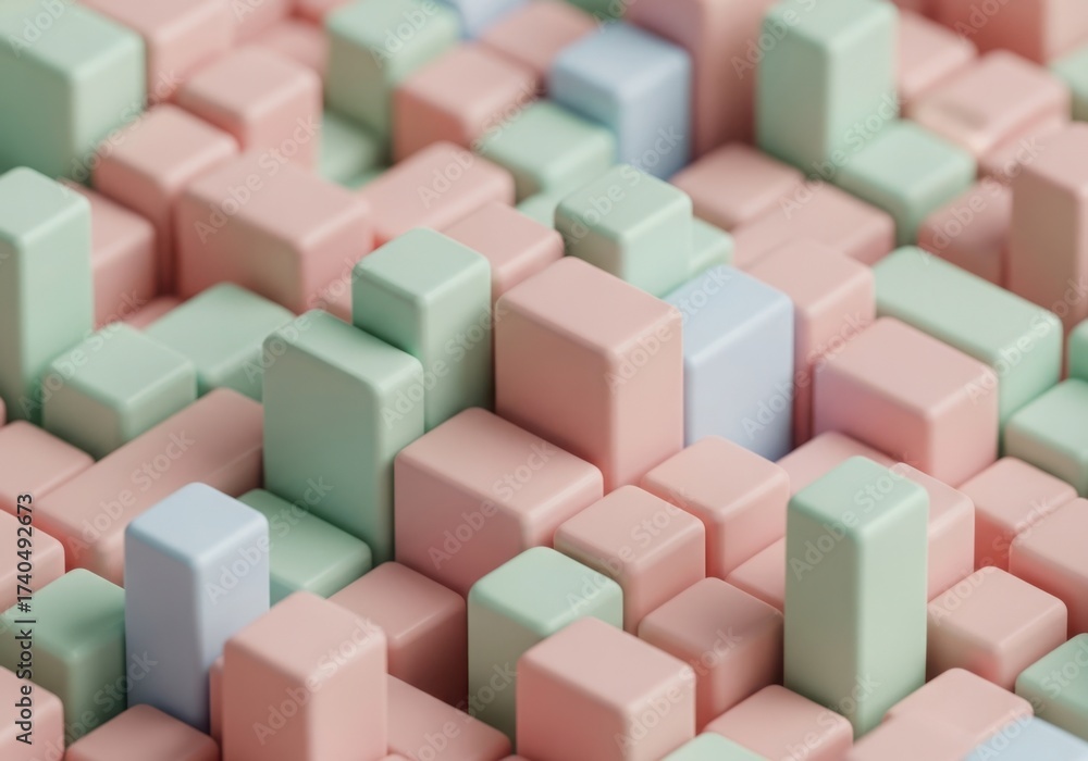 Obraz premium Soft pastel cubes abstract geometric pattern background