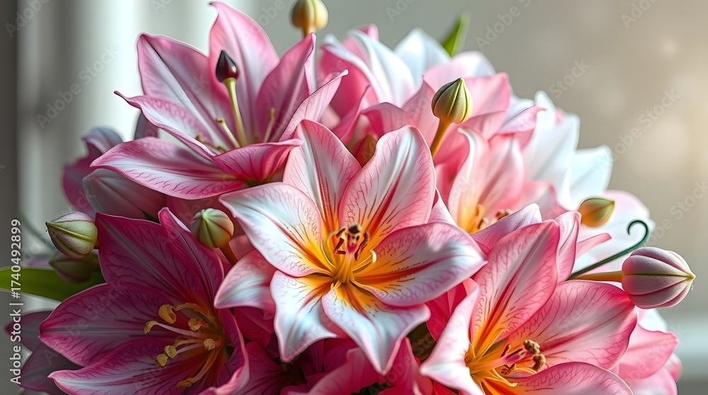 Fototapeta premium pink and white lily