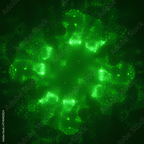 Abstract glowing green uranium crystal texture background.