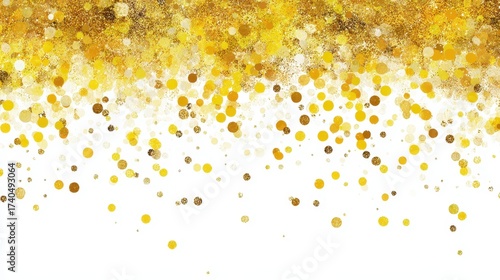 Vibrant Golden Confetti Background with Sparkling Dots and Shimmer