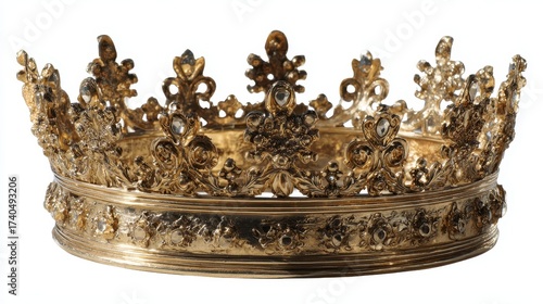 Ornate Gold Crown with Intricate Design and Jewel Details