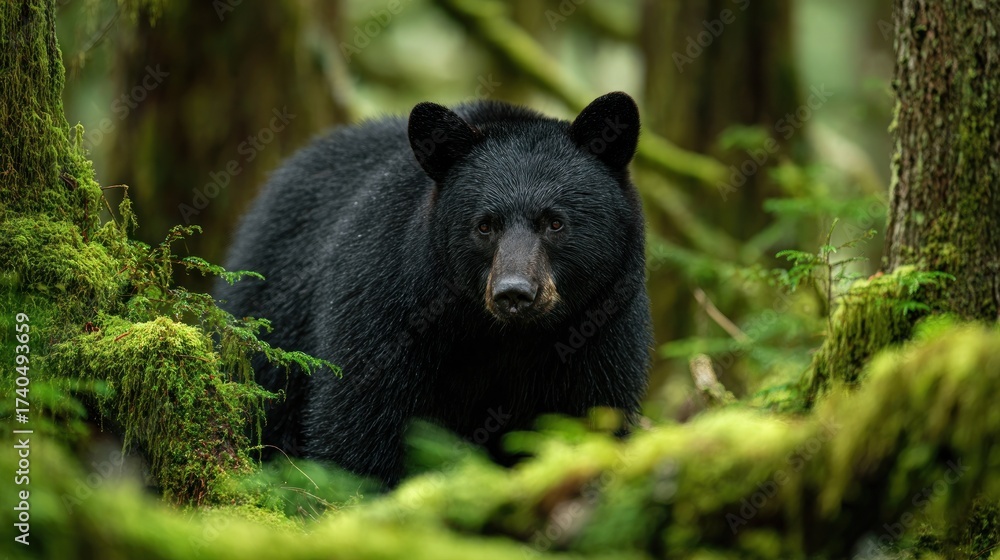 Obraz premium Black bear in forest