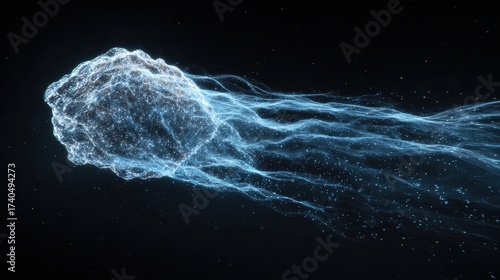 Ethereal Jellyfish with Glowing Tentacles in Dark Ocean Setting