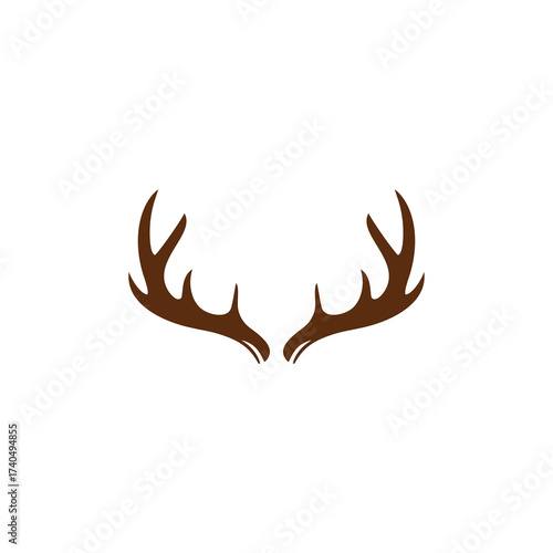 Brown stylized illustration of deer antlers, isolated on a white background.