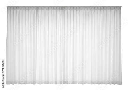 Sheer white fabric drapes isolated on a transparent background