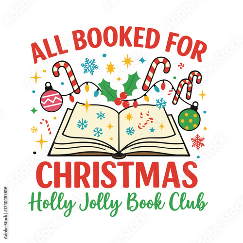 Holly Jolly Book Club Reading Lover Design