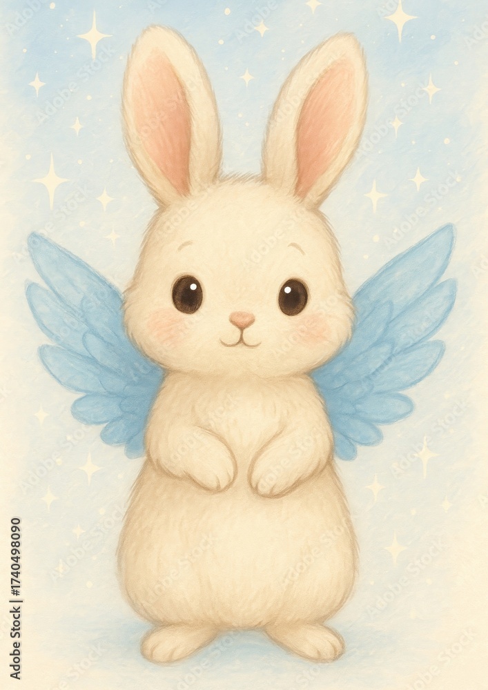 Obraz premium Cute bunny with angel wings
