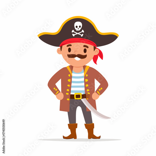 Pirate Avatar in Costume with Sword | Cartoon Buccaneer Illustration