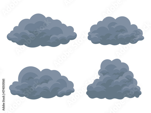 Rain or thunder clouds, Weather concept, Gray rain clouds illustration