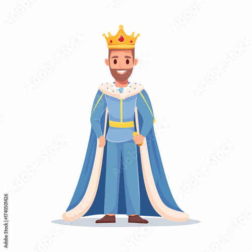 King Avatar in Royal Robe and Crown | Fairytale Monarch Illustration