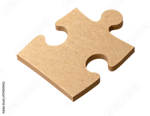 Single Jigsaw Puzzle Piece, Front View, isolated transparent background png