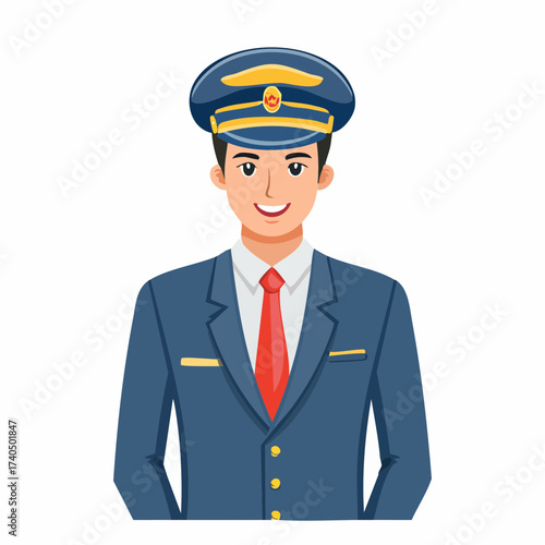 Airline Pilot Avatar in Uniform | Professional Aviation Illustration