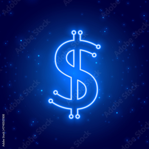 neon style international dollar symbol background design