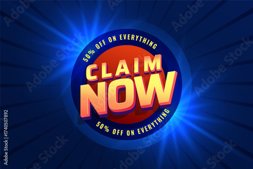 buy and claim now 50 percent discount offer template