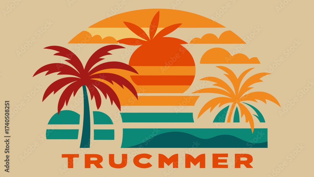 Obraz premium vector illustration of a tropical beach
