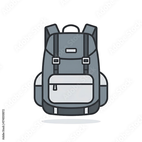 Gray backpack illustration isolated on white background travel adventure concept design