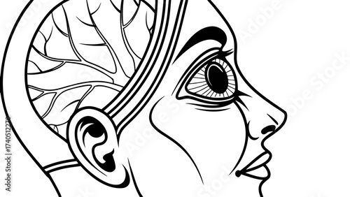 Vector illustration highlighting detailed structure of human eye with lens, retina, and optic nerve isolated on white background