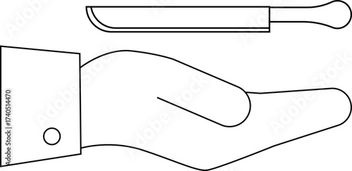 line icon hand carrying knife icon