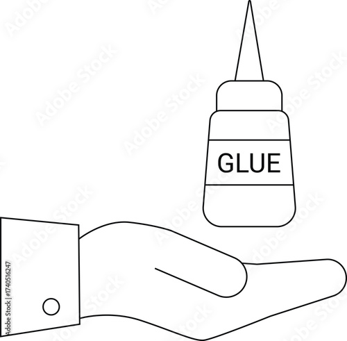 line icon of a hand carrying glue icon
