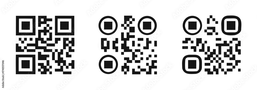 Fototapeta premium QR code icon transparent, QR code image - vector 